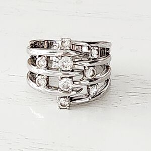 Beautiful Vintage 925 Sterling Silver Multi Cubic Zirconia Band